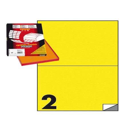 Etichette adesive C/509 - in carta - permanenti - 210 x 148,5 mm - 2 et/fg - 100 fogli - giallo - Markin