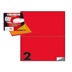 Etichette adesive C/509 - in carta - permanenti - 210 x 148,5 mm - 2 et/fg - 100 fogli - rosso - Markin