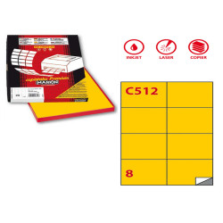 Etichette adesive C/512 - in carta - permanenti - 105 x 74,25 mm - 8 et/fg - 100 fogli - giallo - Markin