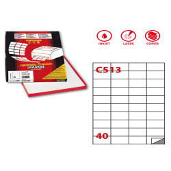 Etichette adesive C/513 - in carta - permanenti - 52,5 x 29,7 mm - 40 et/fg - 100 fogli - bianco - Markin