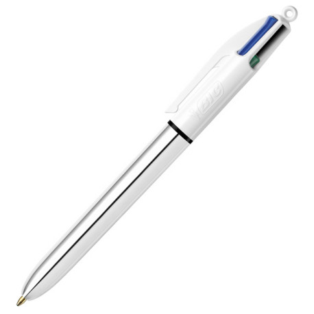 Penna sfera scatto multifunzione 4 Colors Shine - punta 1,0 mm - fusto silver - Bic - conf. 12 pezzi