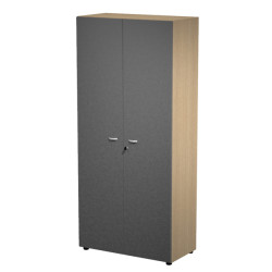 Armadio alto con ante Essence - con serratura - 90 x 45,8 x 200 cm - rovere/antracite