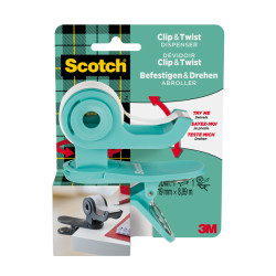 Dispenser Clip  Twist per nastro adesivo Magic - rotolo incluso da 1,9 cm x 9,8 m - menta - Scotch