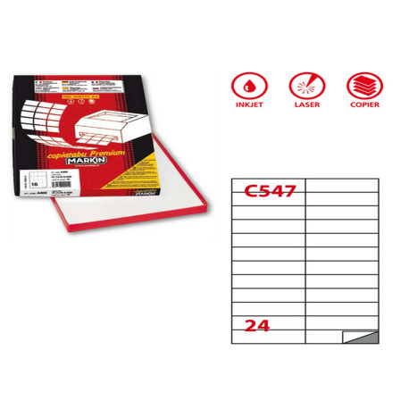 Etichette adesive C/547 - in carta - permanenti - 105 x 25 mm - 24 et/fg - 100 fogli - bianco - Markin