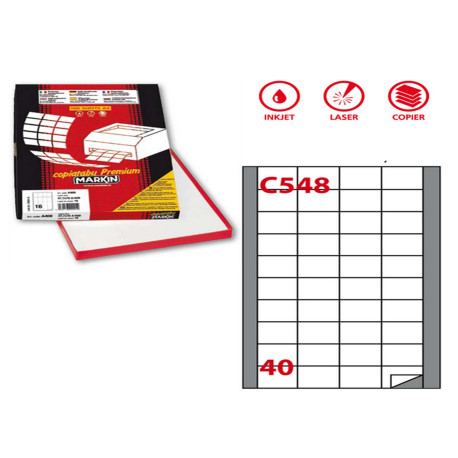 Etichette adesive C/548 - in carta - permanenti - 45 x 29,7 mm - 40 et/fg - 100 fogli - bianco - Markin