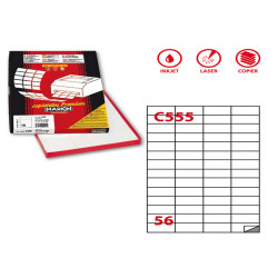 Etichette adesive C/555 - in carta - permanenti - 52,5 x 21,2 mm - 56 et/fg - 100 fogli - bianco - Markin