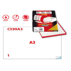 Etichette adesive C/599 - in carta - permanenti - 420 x 297 mm - 1 et/fg - 100 fogli - bianco - Markin