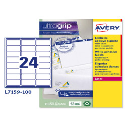 Etichette adesive L7159 - in carta - angoli arrotondati - laser - permanenti - 63,5 x 33,9 mm - 24 et/fg - 100 fogli - bianco -