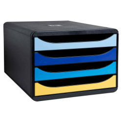 Cassettiera Big Box Bee Blue - 4 cassetti A4 - nero/multicolore - Exacompta