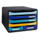 Cassettiera Big Box Maxi Bee Blue - 6 cassetti A4 - nero/multicolore - Exacompta