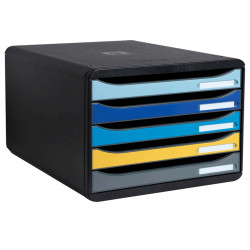 Cassettiera Big Box Plus Bee Blue - 5 cassetti A4 - nero/multicolore - Exacompta