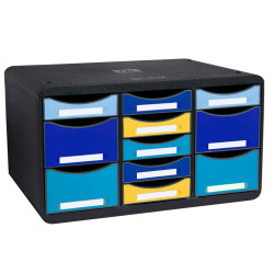 Cassettiera Store-Box Multi Bee Blue - 11 cassetti - nero/multicolore - Exacompta