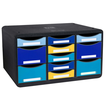 Cassettiera Store-Box Multi Bee Blue - 11 cassetti - nero/multicolore - Exacompta