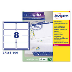 Etichette adesive L7165 - in carta - angoli arrotondati - laser - permanenti - 99,1 x 67,7 mm - 8 et/fg - 100 fogli - bianco - 