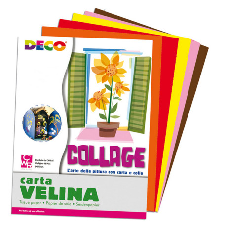 Carta velina - 50 x 76 cm - 20 gr - 5 colori caldi - Deco - busta 25 fogli