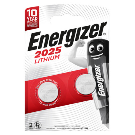 Micropila CR2025 - 3V - a pastiglia - litio - Energizer - blister 2 pezzi