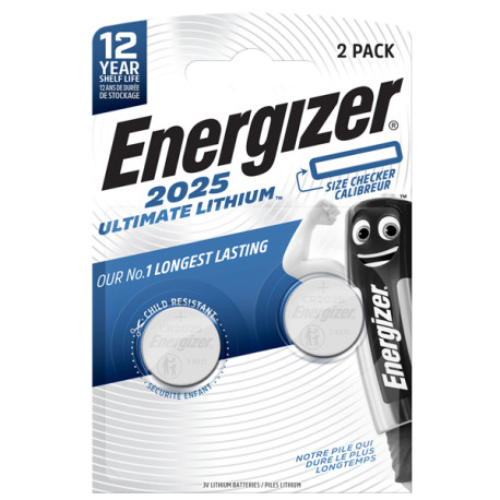 Micropila CR2025 - 3V - a pastiglia - Ultimate Lithium - Energizer - blister 2 pezzi
