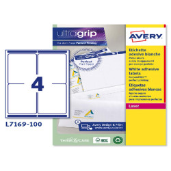 Etichette adesive L7169 - in carta - angoli arrotondati - laser - permanenti - 99,1 x 139 mm - 4 et/fg - 100 fogli - bianco - A