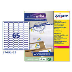 Etichette adesive L7651 - in carta - angoli arrotondati - laser - permanenti - 38,1 x 21,2 mm - 65 et/fg - 25 fogli - bianco - 