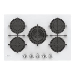 Candy CVG74WPW - Piano cottura a gas - 5 piastre - Nicchia - larghezza: 56 cm - prof. 48 cm - bianco