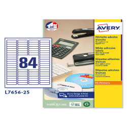 Etichette adesive L7656 - in carta - angoli arrotondati - laser- permanenti - 46 x 11,1 mm - 84 et/fg - 25 fogli - bianco - Ave