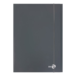 Cartella 3 lembi con elastico - A4 - dorso piatto - grigio scuro - BM