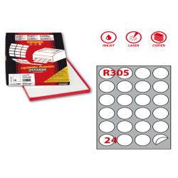 Etichette adesive R/305 - in carta - permanenti - tonde - diametro 40 mm - 24 et/fg - 100 fogli - bianco - Markin