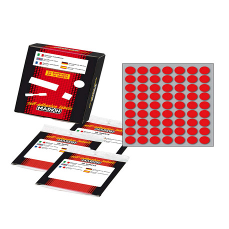 Etichette adesive tonde - in carta - permanenti - diametro 14 mm - 63 et/fg - 10 fogli - rosso - Markin