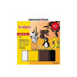 Eberhard Faber Sculpey Safari - Pasta per modellare - 28 g - nero, bianco, giallo, marrone (pacchetto di 4)