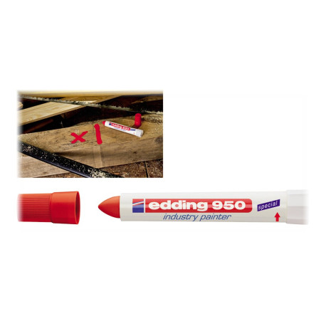 edding 950 industry - Pennarello indelebile - permanente - per metallo, carta ruvida - rosso - 10 mm
