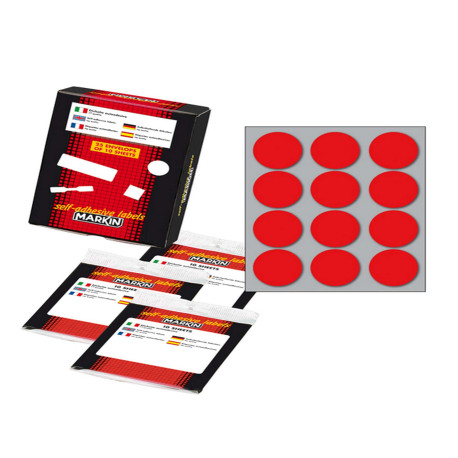 Etichette adesive tonde - in carta - permanenti - diametro 34 mm - 12 et/fg - 10 fogli - rosso - Markin