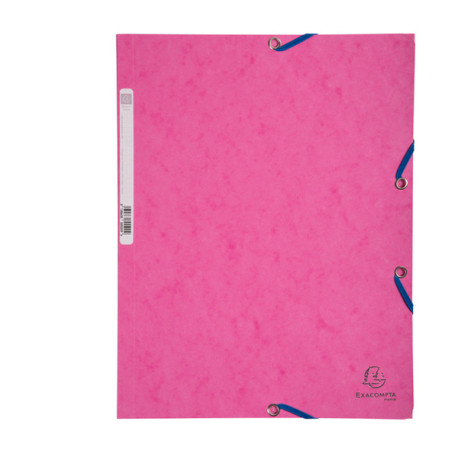 Cartella 3 lembi con elastico angolare - A4 - dorso 0,3 cm - cartoncino Lustrè - rosa - Exacompta