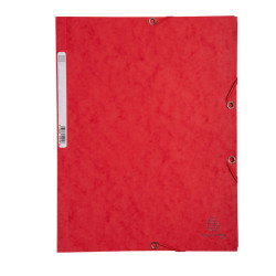 Cartella 3 lembi con elastico angolare - A4 - dorso 0,3 cm - cartoncino Lustrè - rosso - Exacompta