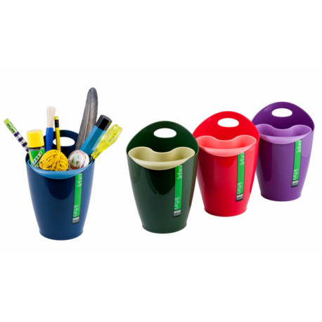 Bicchiere portapenne 2 in 1 - 8 x 17 cm - mix 4 colori - Lebez