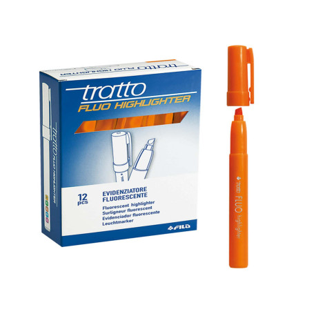 Evidenziatore fluo Highlighter - punta a scalpello  - arancio - Tratto - conf. 12 pezzi