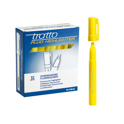Evidenziatore fluo Highlighter - punta a scalpello  - giallo - Tratto - conf. 12 pezzi