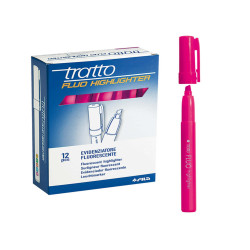 Evidenziatore fluo Highlighter - punta a scalpello  - rosa - Tratto - conf. 12 pezzi