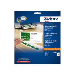 Biglietti da visita - 85 x 54 mm - 200 gr - effetto opaco - bianco - Avery - conf. 25 fogli da 10 biglietti