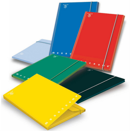 Cartella 3 lembi con elastico Monocromo - A4 - dorso 1,2 cm - colori assortiti - Pigna