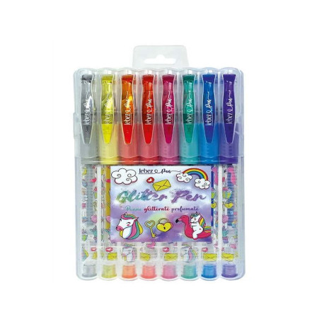 CF8 penne gel glitterate unicorno