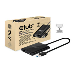 CLUB3D USB3.2 Gen1 Type A to DisplayPort™1.2 Dual Monitor 4K60Hz Video Splitter, 2x DisplayPort, 5120 x 2880 Pixel, Nero, 60 Hz