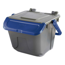 Contenitore portarifiuti Ecology - con sportello e maniglione - 25 L - grigio/blu - Mobil Plastic