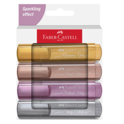 Evidenziatore Textliner 46 - punta a scalpello - colori assortiti metallic - Faber-Castell - astuccio 4 colori