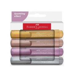 Evidenziatore Textliner 46 - punta a scalpello - tratto 1,0-3,0-5,0 mm - colori assortiti metallic - Faber-Castell - astuccio 4
