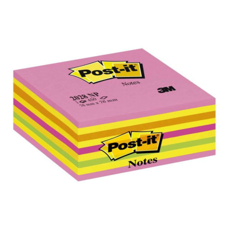 Cubi Post-it Neon 2028 NP- - 76x76 mm Fg. 450 colori rosa neon (x2) giallo neon (x4) arancio neon rosa ultra verde neon (Conf. 