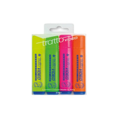 Evidenziatore Tratto Video  - punta a scalpello - tratto da 1,0-5,0mm - astuccio 4 colori - Tratto