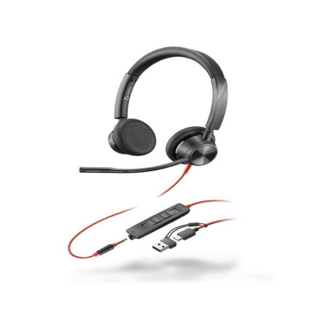 Cuffie e Auricolari - Poly Blackwire 3325 USB-CA + AUX 3,5 mm MS