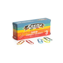 Fermagli metallizzati - n. 3 - 2,8 cm - colori assortiti - Leone - conf. 100 pezzi