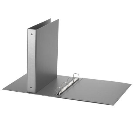 Raccoglitore Europa - 22 x 30 cm - 4 anelli tondi 30 mm - dorso 4 cm - grigio metallizzato - Favorit