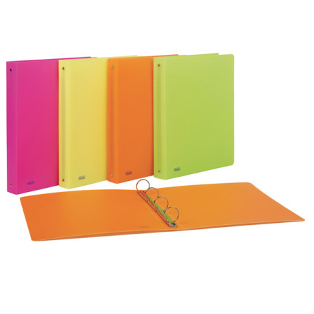 Raccoglitore neon - 22 x 30 cm - 4 anelli tondi 30 mm- PP - colori assortiti - Favorit